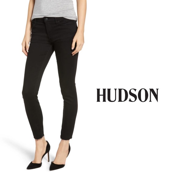 Hudson Jeans Denim - HUDSON "Tally" Raw Hem Mid Rise Crop Skinny Jeans